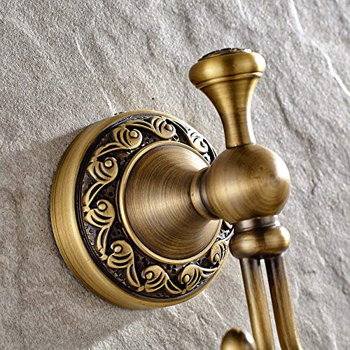 Brass Towel Hook, Antique Brass Bathroom Robe Hooks, Double Rustic Towel Hooks Bath Farmhouse Coat Clothes Hook Wall Mounted for Bathroom Kitchen Washroom Bedroom - color: Brass