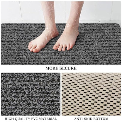 LuxStep Shower Mat Bathtub Mat Non-Slip Bath Mat with Drain, Quick Drying | 24x32 inch PVC Loofah Bathmat for Tub,Shower,Bathroom，Black - color: Black, size: 32" x 24"