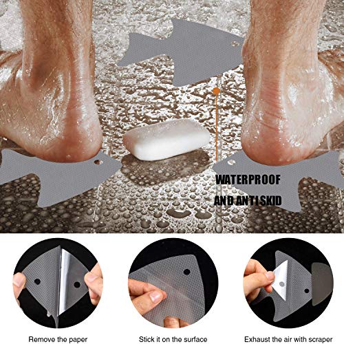 Secopad Bathtub Stickers Non-Slip, 24 PCS Safety Shower Treads Adhesive Appliques with Premium Scraper (Gray) - color: Grey