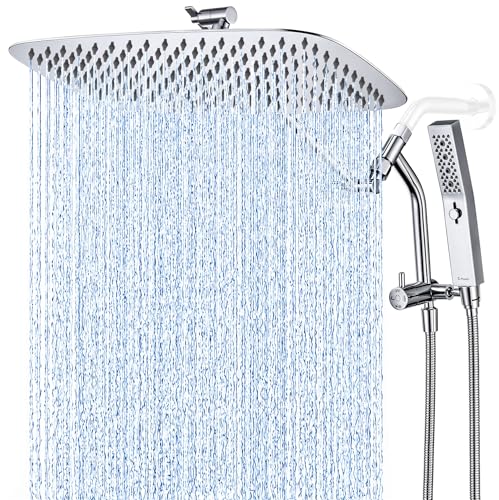 G-Promise 16 Inch All Metal Rain Shower Head with Handheld Spray (Chrome) | Suits Every Height, Pause Mode Diverter, Massage Mode Handheld, Full Body Coverage, Easy to Install, Modern Bath Upgrade - color: Chrome, size: 16 Inch