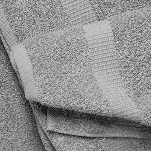 SALBAKOS 4-Piece 100% Turkish Cotton Bath Towels, 27x54 inch, Silver | Standard Size, 630 Gsm Thick Super Soft Highly Absorbent Quick-Dry Bathroom Towel, Premium Hotel & Spa Quality Made in Turkey - color: Silver, size: 4 Bath Towels