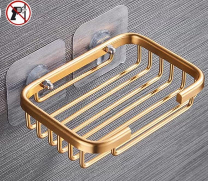 Gold Bar Soap Holder for Shower Wall,Stainless Steel Adhesive Soap Dish for Bathroom,Drill Free Soap Holder Storage Rack Soap Dishes Bathroom Accessories Holders and Dispensers