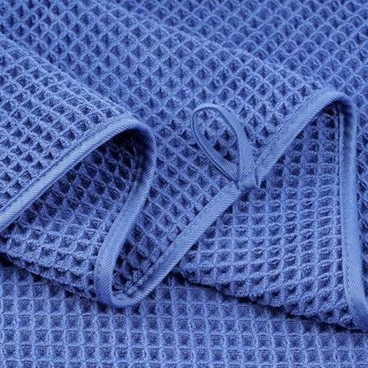 POLYTE 430 GSM Poly Blend Microfiber Quick Dry Waffle Bath Towel, 30x60 in | 4 Pack, Oversize, Lint Free, Body Towel - color: Royal Blue