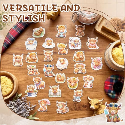 Fullhawl 30 Pcs Highland Cow Non Slip Shower Stickers, Bathtub Safety | 30 Pack Highland Cow Theme, Cute Farm Style Design, Non Slip Grip Surface, Fun Safety Decor for Bathroom Use - style: Highland Cow