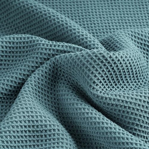 POLYTE 380 GSM Poly Blend Microfiber Quick Dry Waffle Bath Towel, 30x60 in | 2 Pack, Oversize, Lint Free, Body Towel - color: Green