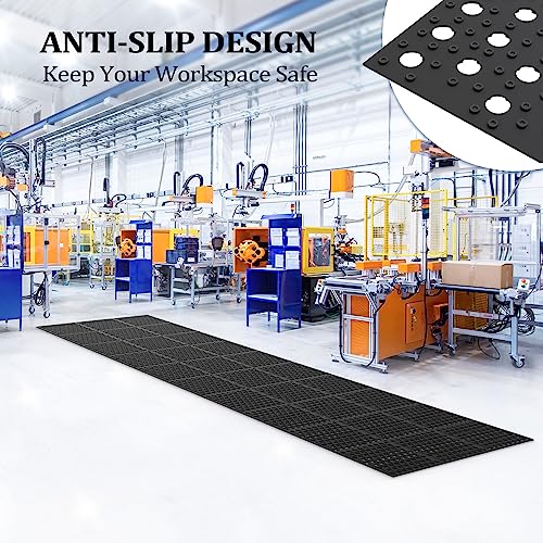 ROVSUN Rubber Floor Mat with Holes, 3x10 FT Hollow Large Mat Roll, Anti-Fatigue/Non-Slip Drainage Mat, for Industrial Kitchen Restaurant Bar Bathroom, Indoor/Outdoor Cushion - size: 35.4"L x 118"W x 0.4"Th