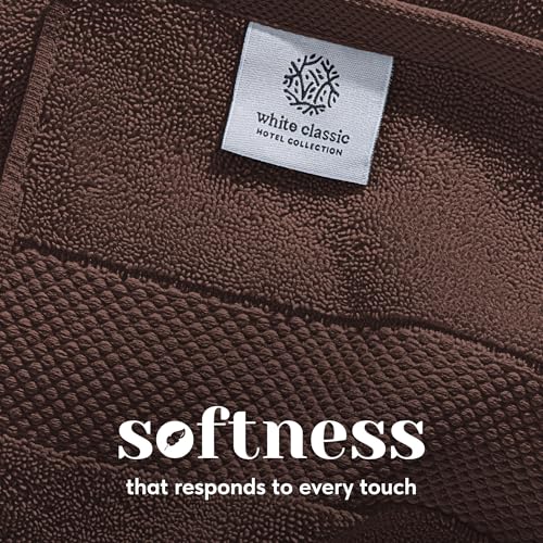 White Classic Luxury Bath Towel Set of 8 Pieces - 100% Turkish Cotton Highly Absorbent Towels for Bathroom, 2 Luxury Bath Towels 700GSM, 2 Hand Towels, 4 Washcloths, Brown - color: 19: Brown