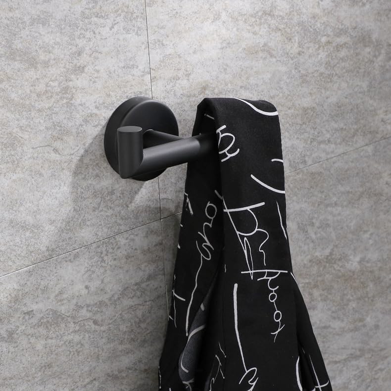 DGYB Towel Hooks for Bathroom 2 Packs Black Wall Mount Towel Holder Stainless Steel Heavy Duty Double Robe Coats Hook for Kitchen, Bedroom, Pool (Drilling) - color: Black