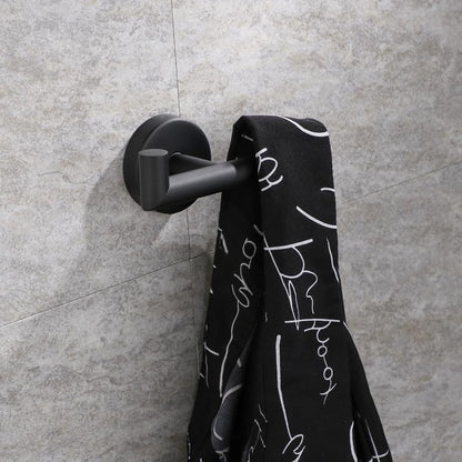 DGYB Towel Hooks for Bathroom 2 Packs Black Wall Mount Towel Holder Stainless Steel Heavy Duty Double Robe Coats Hook for Kitchen, Bedroom, Pool (Drilling) - color: Black