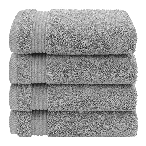 American Veteran Towel, Hand Towels for Bathroom Set of 4, 100% Cotton Turkish Hand Towel Sets, Soft Hand Face Towels, Light Grey Hand Towels - color: Light Grey
