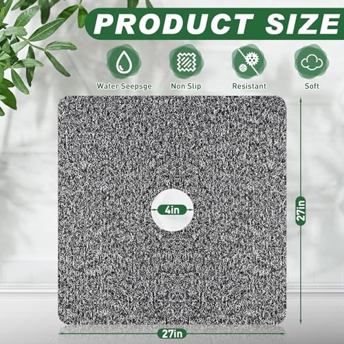 Shower Mat Non Slip,27 x 27 Inch Extra Large Bath Mat with Drain,Soft Square Loofah Shower Stall Mat Bathtub Mat for Bathroom,Without Suction Cups (Black White) - color: Black White