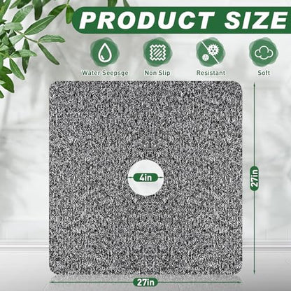 Shower Mat Non Slip,27 x 27 Inch Extra Large Bath Mat with Drain,Soft Square Loofah Shower Stall Mat Bathtub Mat for Bathroom,Without Suction Cups (Black White) - color: Black White