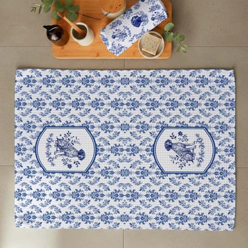 German Shorthaired Pointer Kitchen Towel Set of 2, Blue and White Chinoiserie Dog Floral, Dish & Hand Towels for Dog Lovers, Unique Hunting Dog Gift, 16x24 Inches - color: Pointer