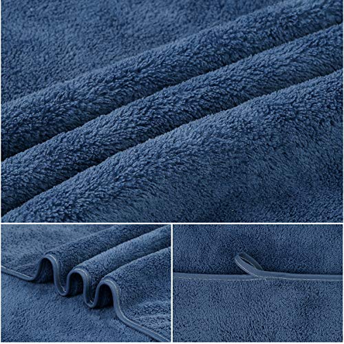 JML Bath Towels with Hanging Loop, 30"x60", 2 Pack, Navy | Microfiber, Super Soft, Absorbent, Fast Dry, Lightweight, Lint Free, Fade Resistant Luxury Hotel & SPA Towel - color: Navy, size: 30 in x 60 in