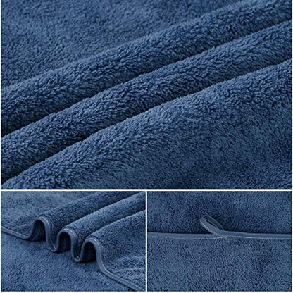 JML Bath Towels with Hanging Loop, 30"x60", 2 Pack, Navy | Microfiber, Super Soft, Absorbent, Fast Dry, Lightweight, Lint Free, Fade Resistant Luxury Hotel & SPA Towel - color: Navy, size: 30 in x 60 in