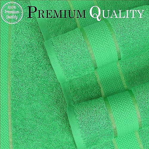6 Piece 100% Cotton Bath Towel Set - 2 Bath - 2 Hand - 2 Face, Green | 100% Cotton • Thick & Plush • Hotel Quality • Ultra Soft • Highly Absorbent • Quick Dry • Low Lint • Machine Washable - color: Bright Green