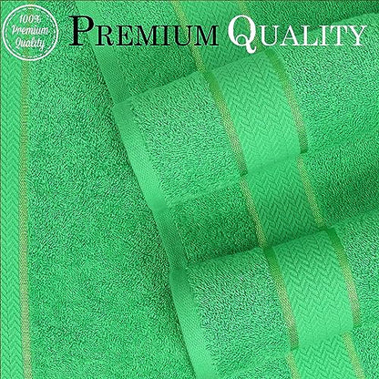 6 Piece 100% Cotton Bath Towel Set - 2 Bath - 2 Hand - 2 Face, Green | 100% Cotton • Thick & Plush • Hotel Quality • Ultra Soft • Highly Absorbent • Quick Dry • Low Lint • Machine Washable - color: Bright Green