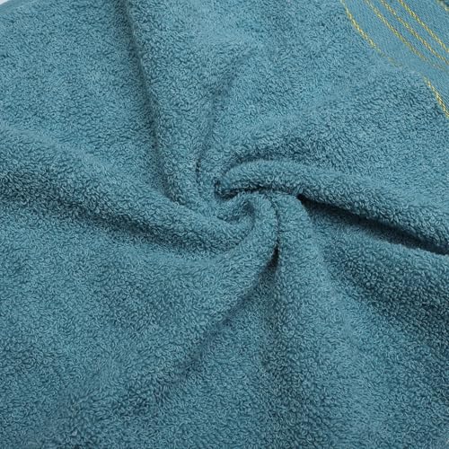 1 Pcs Towels Gold Thread Weave Bath Towel Microfiber Bamboo Fiber Blue 33x74cm