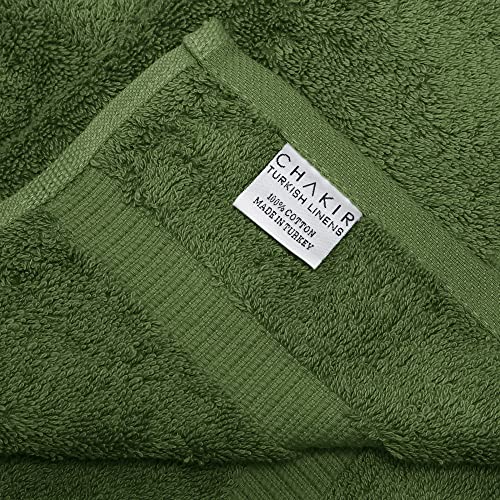 Chakir Turkish Linens 4 Piece Hand Towels, 100% Cotton Turkish Towels for Bathroom, Luxury Soft Absorbent Hand Towel Set, 16 x 30 Inches, Moss - color: Moss
