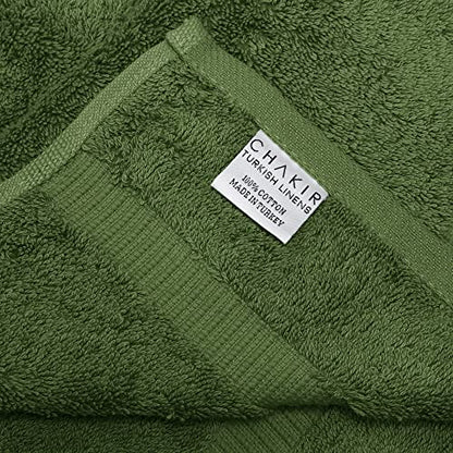 Chakir Turkish Linens 4 Piece Hand Towels, 100% Cotton Turkish Towels for Bathroom, Luxury Soft Absorbent Hand Towel Set, 16 x 30 Inches, Moss - color: Moss