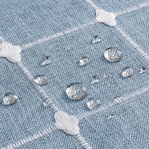 Boho Farmhouse Classic Plaid Linen Tassel Shower Curtain Blue,72x72 | 310GSM Linen Blend Heavy Duty Cloth,3-side Tassels,Wrinkle Resistant,Rustic Bohemian Farmhouse charm,Water Repellent,12 Hooks - color: Blue, size: 72"W x 72"L (Pack of 1)