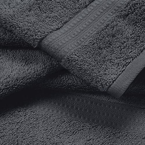 MyOwn 6 Piece Towel Set, 100% Combed Cotton - 2 Bath Towels, 2 Hand Towels, 2 Wash Cloths - 500 GSM Luxury Hotel Quality Ultra Soft Highly Absorbent Towel Set for Bathroom - Charcoal Grey - color: Charcoal Grey