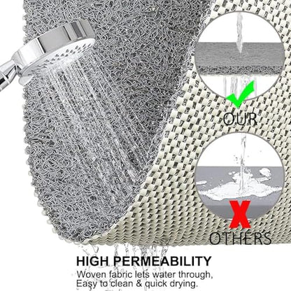Shower Mat Non Slip 32 x 24 inch: Loofah Anti Slip Shower Mat,Non Slip Bathtub Mat for Inside Shower,Quick Drying Shower stall mat with Drain Hole in Middle,for Shower,Bathroom and Wet Areas - color: Grey