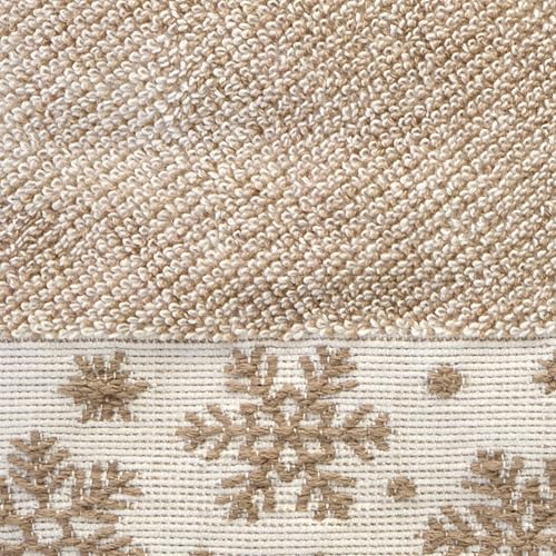 SKL Home Christmas/Winter Heather Snowflake Bath Towel, 100% Cotton, Tan | 100% Cotton. 500 GSM. Plush & absorbent jacquard. Great for holiday gifting. - color: Heather Snowflake (Tan), style: Bath Towel