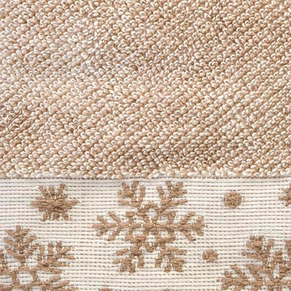 SKL Home Christmas/Winter Heather Snowflake Bath Towel, 100% Cotton, Tan | 100% Cotton. 500 GSM. Plush & absorbent jacquard. Great for holiday gifting. - color: Heather Snowflake (Tan), style: Bath Towel