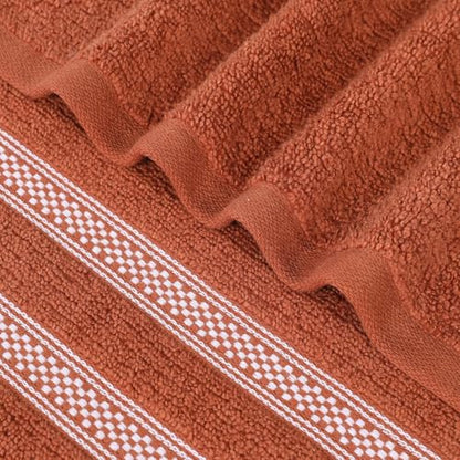Superior Cotton Bath Sheet Set, Zero Twist, Ribbed Geometric, Oversized Large Absorbent Body Towels, Luxury Soft Quick Dry, Shower, Spa, Hotel, Pool, Guest Bathroom, Home Essentials, Set of 2, Rust