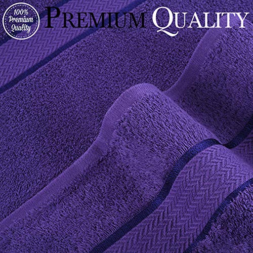 CRAFTBERRY- 6 Piece Cotton Bath Towel Set- 2 Bath - 2 Hand - 2 Face, Purple | 100% Cotton • Thick & Plush • Hotel Quality • Ultra Soft • Highly Absorbent • Quick Dry • Low Lint • Machine Washable - color: Purple
