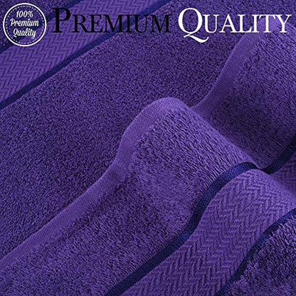 CRAFTBERRY- 6 Piece Cotton Bath Towel Set- 2 Bath - 2 Hand - 2 Face, Purple | 100% Cotton • Thick & Plush • Hotel Quality • Ultra Soft • Highly Absorbent • Quick Dry • Low Lint • Machine Washable - color: Purple