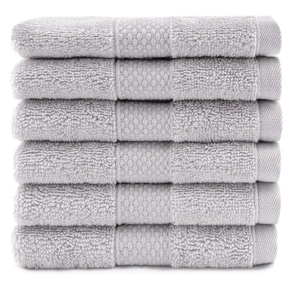 Maisonette Loft Egyptian Cotton Turkish Hand Towels - Soft, Absorbent Washcloths for Face - Ideal Quick Dry Small Towel Wash Cloth Set for Bathroom - (13" x 13", 6 Pack) - Silver - color: Silver, style: Washcloths Set of 6
