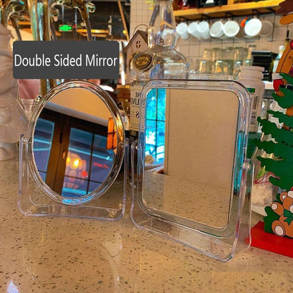 Vanity Mirror Make up Mirrors on Stand Double Sided Desk Makeup | Tabletop Mirror Travel Portable Folding Table Mirror with Stand Bathroom for Dressing