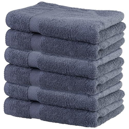 Premium Hand Towels for Bathroom, Set of 6, 100% Ring Spun Cotton, 16x28 Inches, 550GSM, Ultra Soft, Highly Absorbent, Quick Drying, Grey - color: Grey