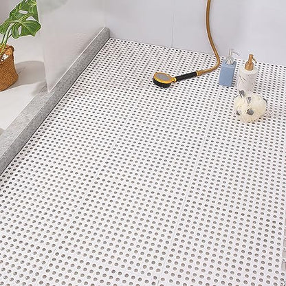 Tyenaza 10Pcs Bath Tub Shower Mat, Suction Cup Floor Mats Anti Slip Plastic Mosaic Bath Mat Tub Bathroom Mats for Kitchen Bathroom (White) - color: White