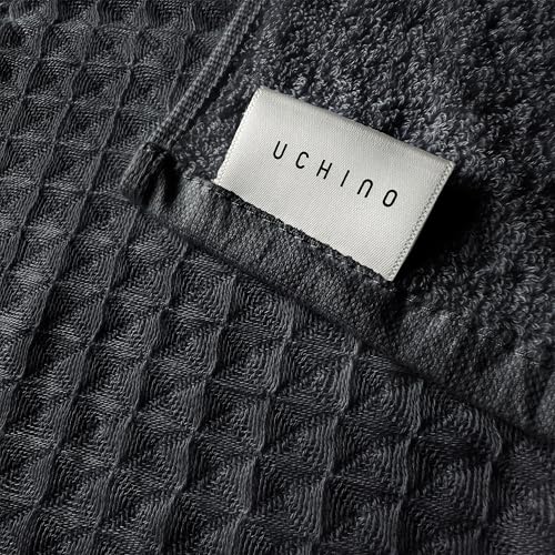 UCHINO Waffle Twist Cotton Bath Towel Absorbent Quick Dry 30x60 Ebony 1 Pc - color: Ebony, size: Bath Towel
