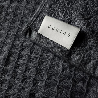UCHINO Waffle Twist Cotton Bath Towel Absorbent Quick Dry 30x60 Ebony 1 Pc - color: Ebony, size: Bath Towel