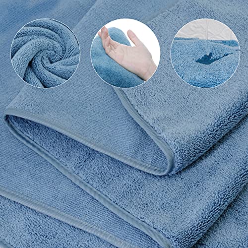 ProHomTex Microfiber Bath Towels, Set of 2 (30" x 60") Quick Dry, Ultra Soft, Super Absorbent, Hotel Quality Spa Like Towels (Blue)