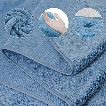 ProHomTex Microfiber Bath Towels, Set of 2 (30" x 60") Quick Dry, Ultra Soft, Super Absorbent, Hotel Quality Spa Like Towels (Blue)