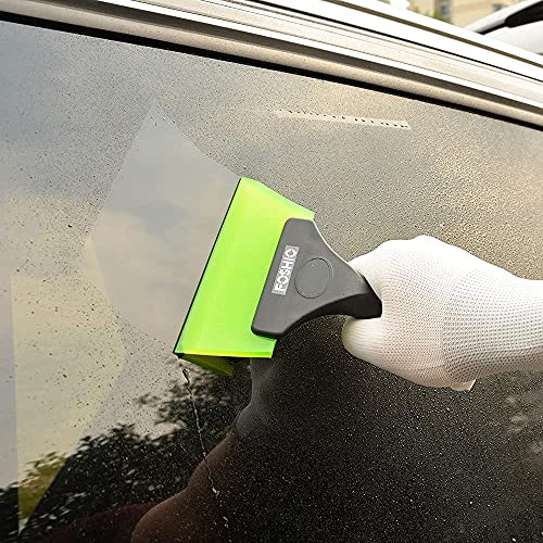 FOSHIO Small Squeegee with 5 Inch Green Rubber Blade Mini Wiper Window Tinting Tools for Mirror Glass Window Cleaner with Non-Slip Handle - color: Green