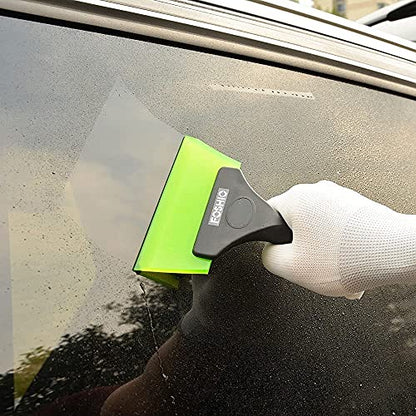 FOSHIO Small Squeegee with 5 Inch Green Rubber Blade Mini Wiper Window Tinting Tools for Mirror Glass Window Cleaner with Non-Slip Handle - color: Green