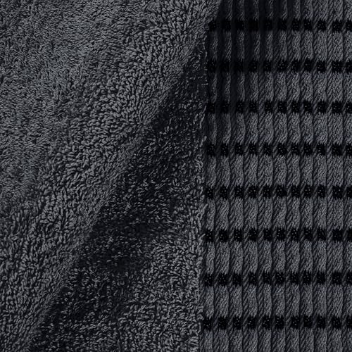 Ultra Soft 6 Pack Cotton Towel Set, Contains 2 Bath Towels 28x55 inch, 2 Hand Towels 16x24 inch & 2 Wash Cloths 12x12 inch, Ideal Everyday use, Compact & Lightweight - Charcoal Grey - color: Charcoal Grey, size: 6 Pack Set