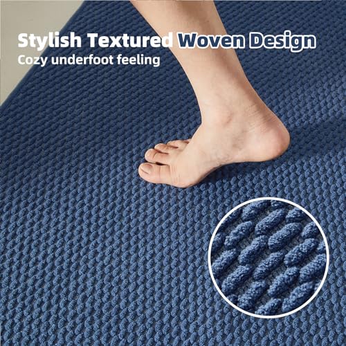 TYUU Bathroom Rugs Non Slip Washable, Super Absorbent Thin Bath Mat Small Quick Dry Low Pile Bathroom Rug, Navy Blue 16"x24" - color: Navy Blue, size: 1'4" X 2' (Rectangular)