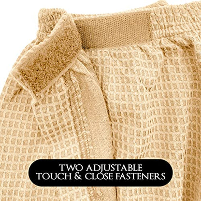 Canyon Rose Waffle Weave Long Spa Wrap, One Size, Sand | Luxurious Waffle Knit Body Wrap, Generous Length, Elasticized Top with Touch-and-Close Fastener, Machine Washable - color: Sand