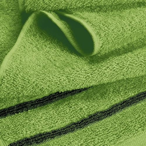 MyOwn Ultra Soft 6 Pack Cotton Towel Set, Contains 2 Bath Towels 28x55 inch, 2 Hand Towels 16x24 inch & 2 Wash Coths 12x12 inch, Ideal Everyday use, Compact & Lightweight - Kiwi Green - color: Kiwi Green, size: 6-Piece Towel Set