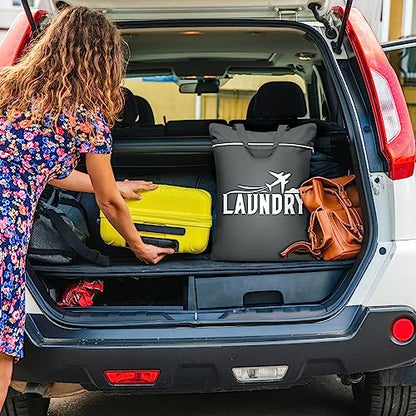 2 Pcs Large Travel Laundry Bags - Washable Waterproof Wet Dry Bags for Dirty Clothes, Swimsuits, Gym Clothes, Laundry, Swimming Pool, Yoga, College Dorm (Black+Grey) - color: Black+Grey
