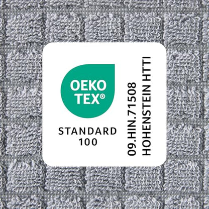 Town & Country Everyday 4-Piece Textured Windowpane Hand Towel Set, 20x30-Inch, 100% Cotton, Plush & Absorbent 550GSM, Grey - color: Grey