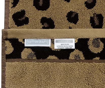 COTTON CRAFT Oversized Bath Sheet - 2 Pack 100% Cotton Animal Print Towels | Extra Large 35 x 84 Leopard Cheetah Africa Safari 500 GSM Bath Sheet - Soft Absorbent Luxury Bathroom Shower Jacquard Towels - color: 2 Pack Bath Sheet