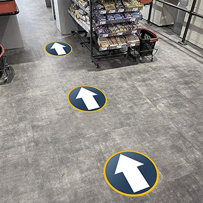 EVQ Arrow Floor Sticker 10 x 5 Inch Self-Adhesive Vinyl Decal 10 PCS | Non-Slip Removable Waterproof Reusable Large Directional Commercial Grade Arrow Floor Sign for Concrete Warehouse Office - color: 10" Diameter